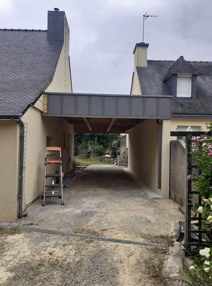 Carport couverture & bardage ZINC - Breizh toiture a Landaul - Morbihan 56